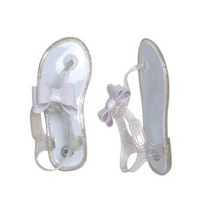 Toddler Girls Wonder Nation Clear Silver Glitter Jelly Bow Sandals Size 10T